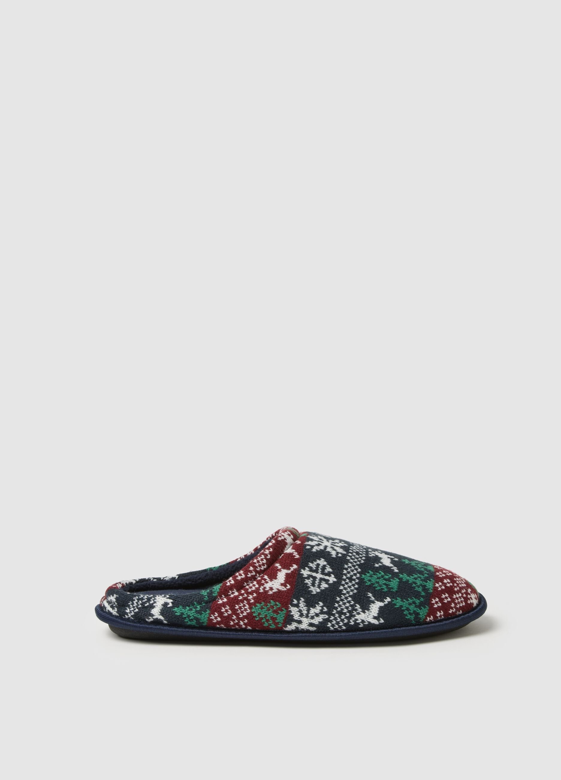 Multicolour Christmas Slippers with Embroidery