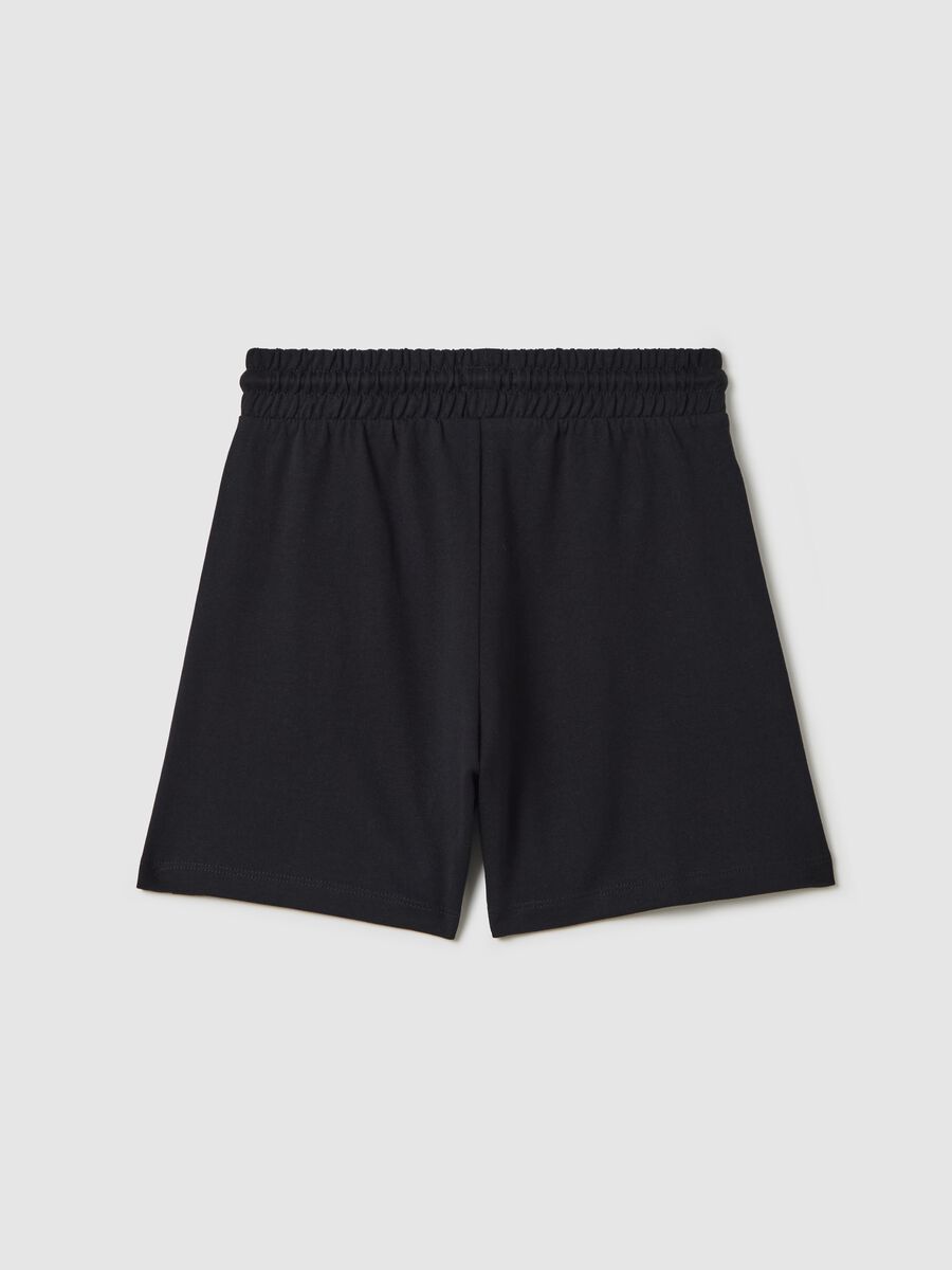 Short da ragazza in puro cotone nero regular fit_4