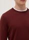 Brown crew-neck pullover in regular fit cotton blend_3