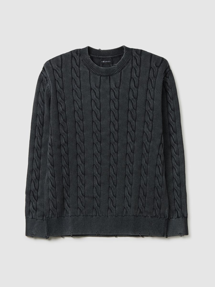 Maglione in puro cotone grigio regular fit_0