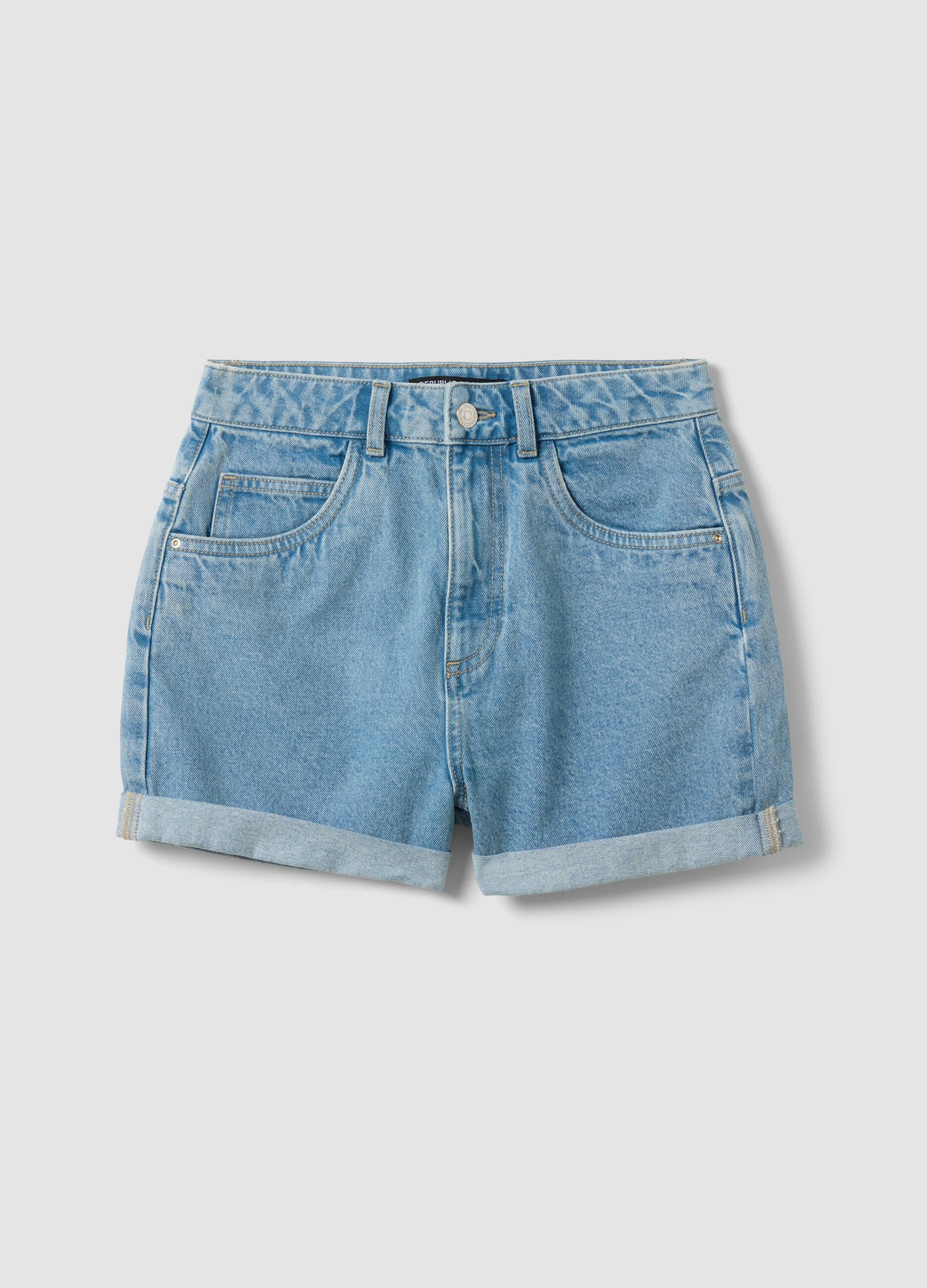 Light blue pure cotton denim shorts