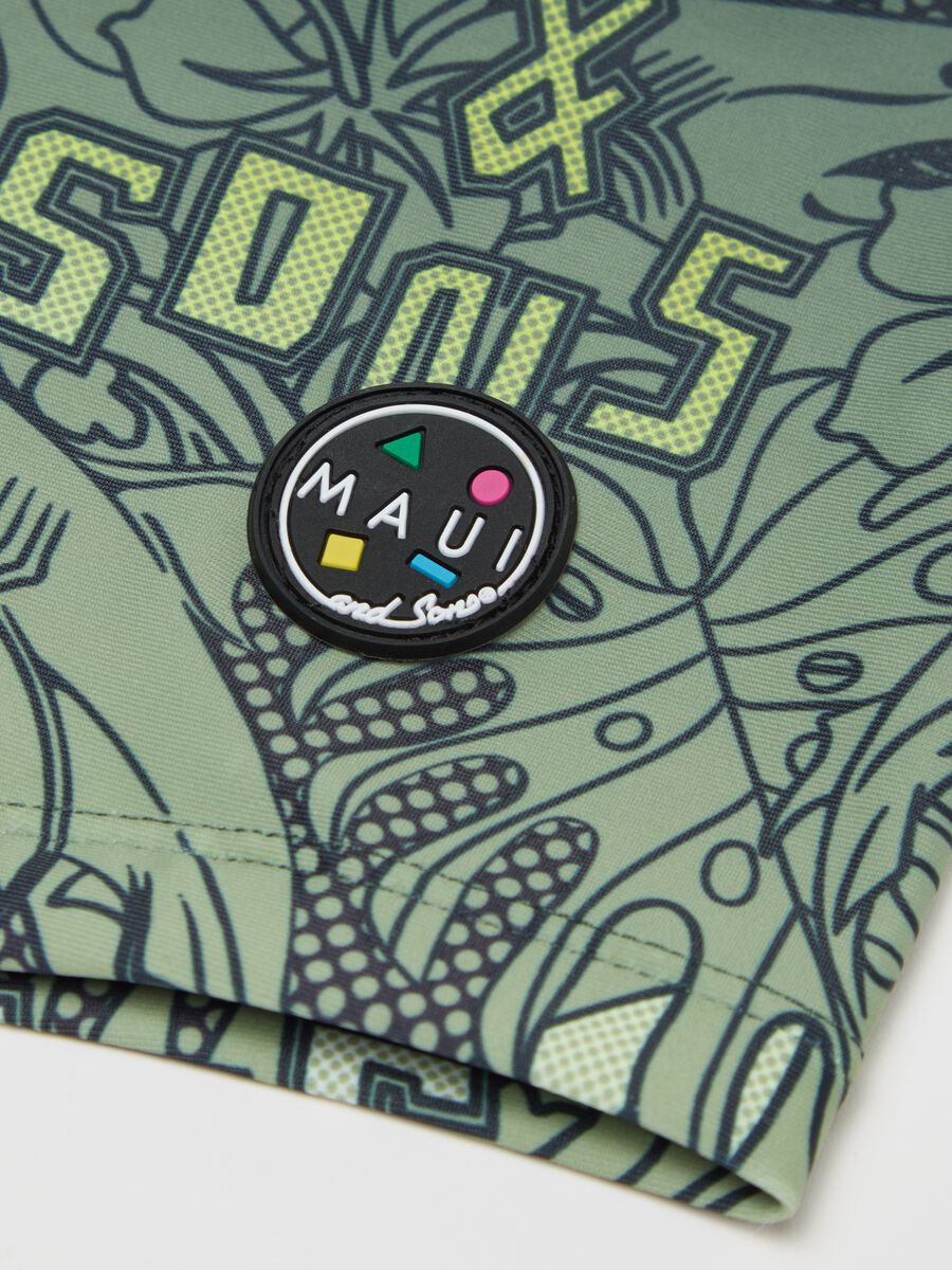 Swimming trunks with foliage print_2