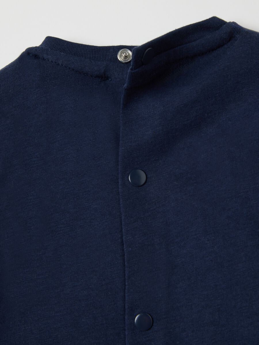 Blue pure cotton regular fit T-shirt with embroidery for newborns_3