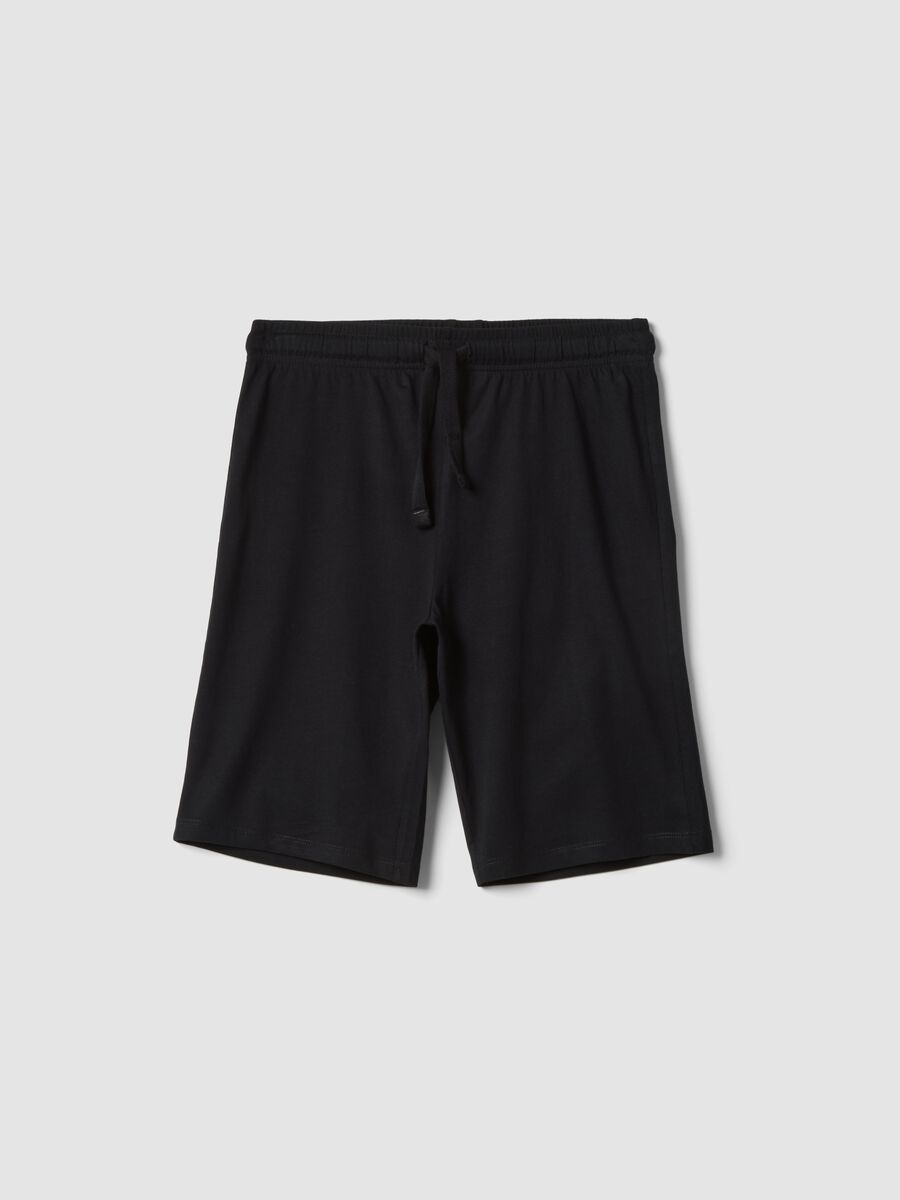 Shorts neri in puro cotone organico da ragazzo regular fit_0