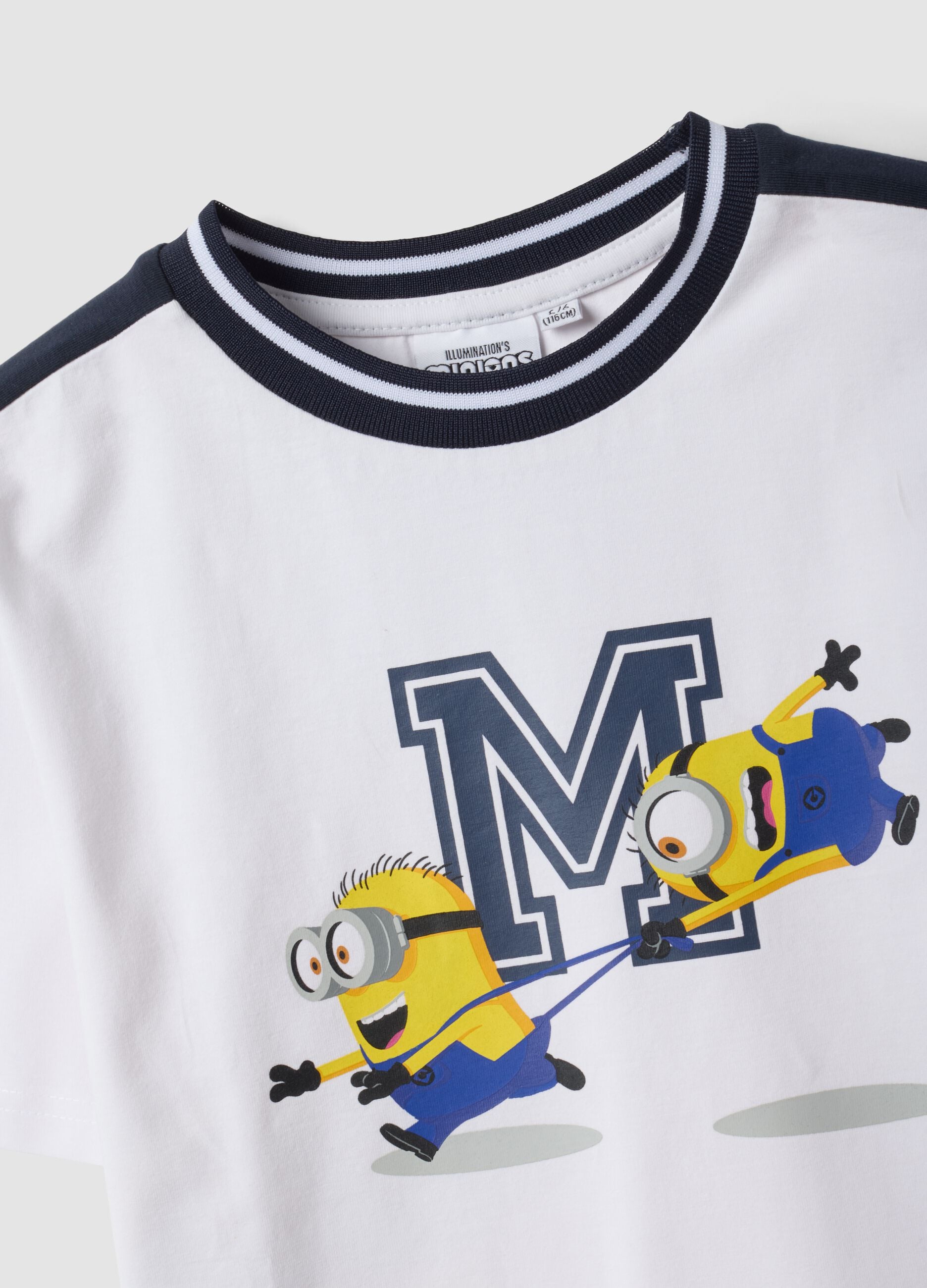 White oversized stretch cotton T-shirt with Minions print for boys