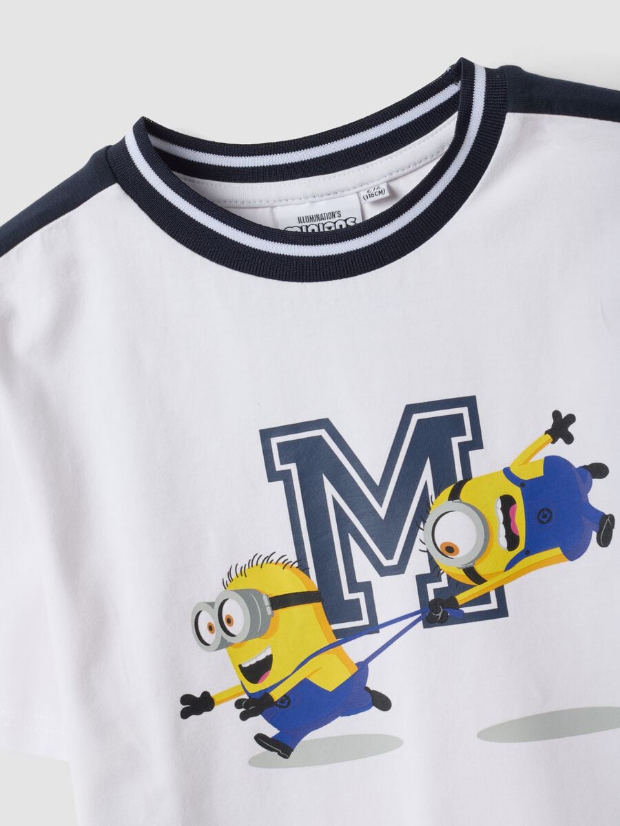 T-shirt over fit bianca in cotone elasticizzato con stampa Minions per bambino_2