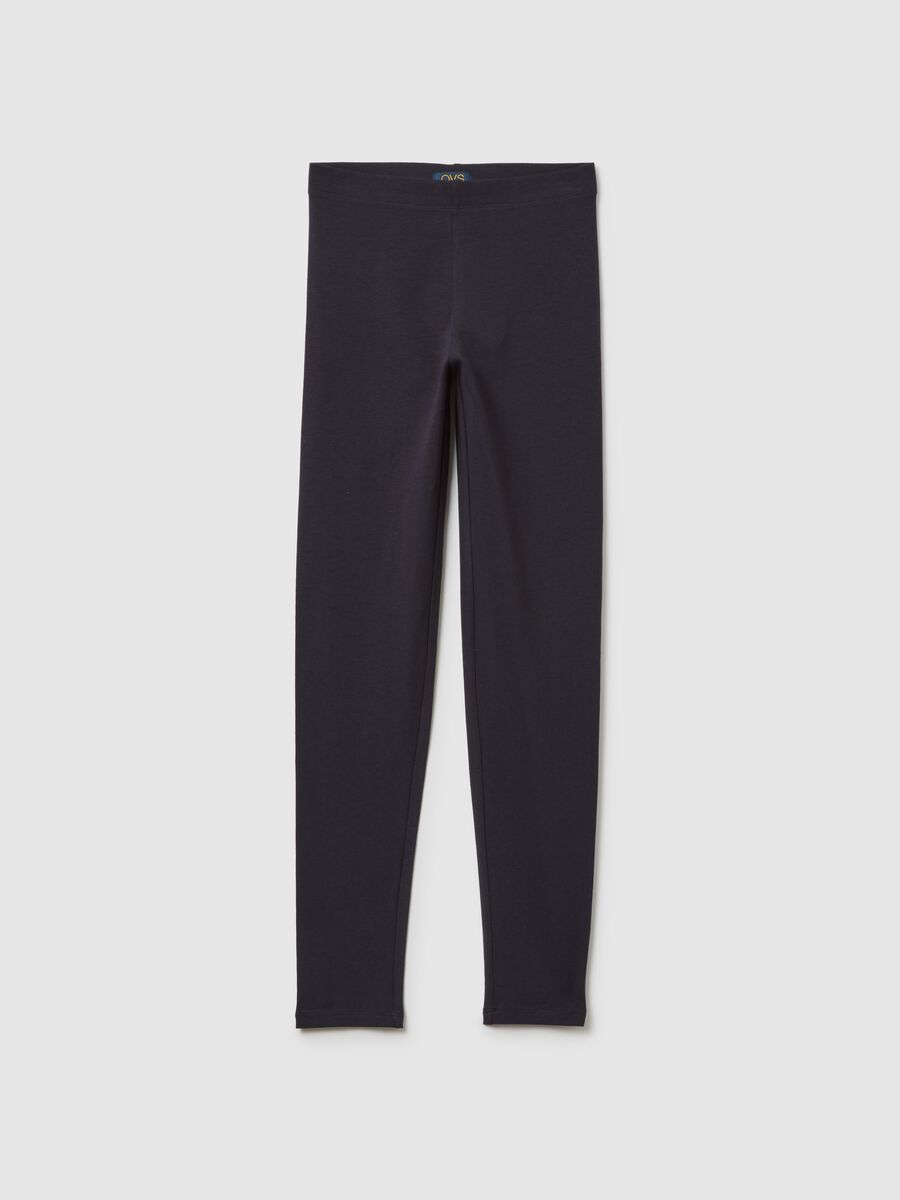 Girls' Skinny Fit Blue Cotton Leggings_0