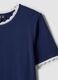 Blue stretch viscose crew-neck T-shirt with contrast trim_6