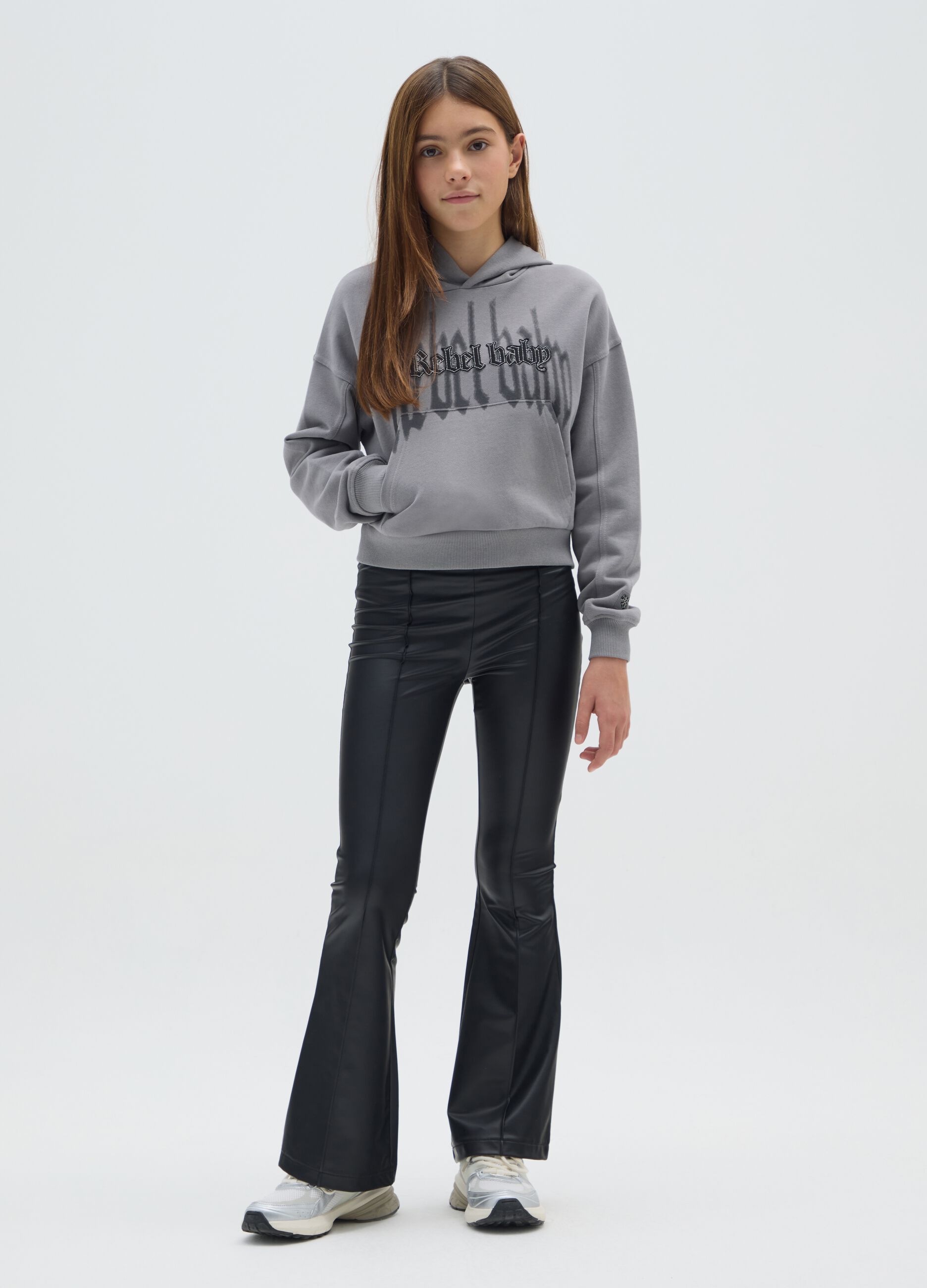 Black faux leather leggings