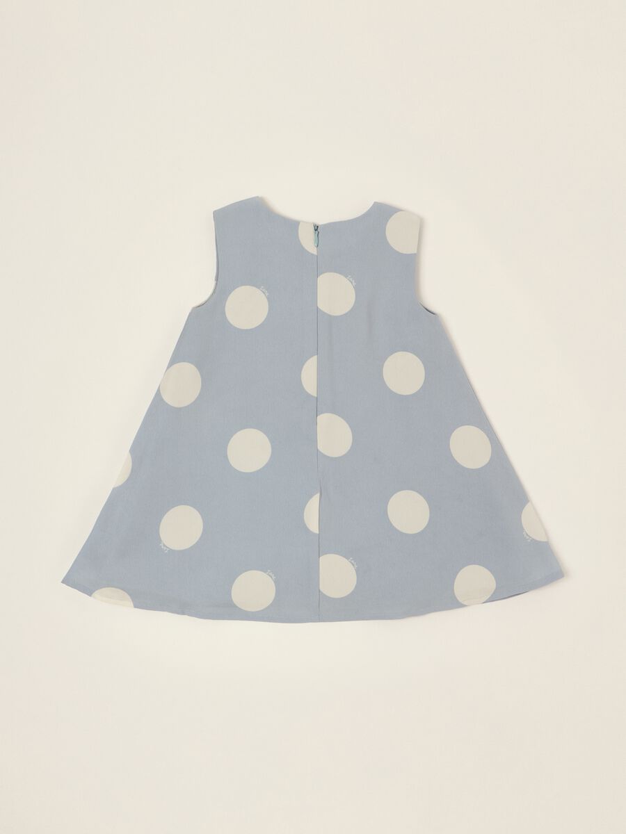 Abito azzurro a pois con volant_2