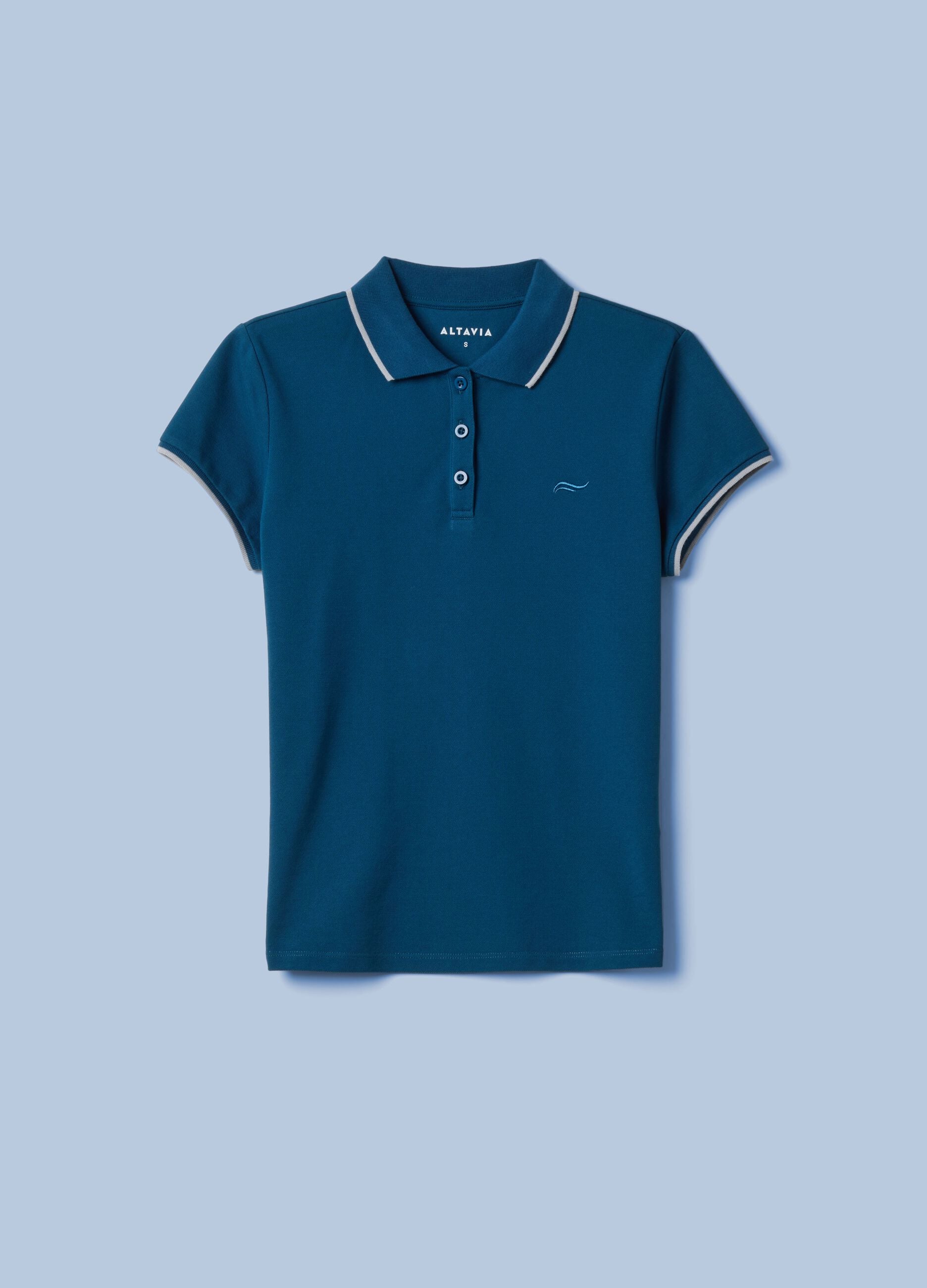 ALTAVIA SAILING blue stretch cotton polo shirt