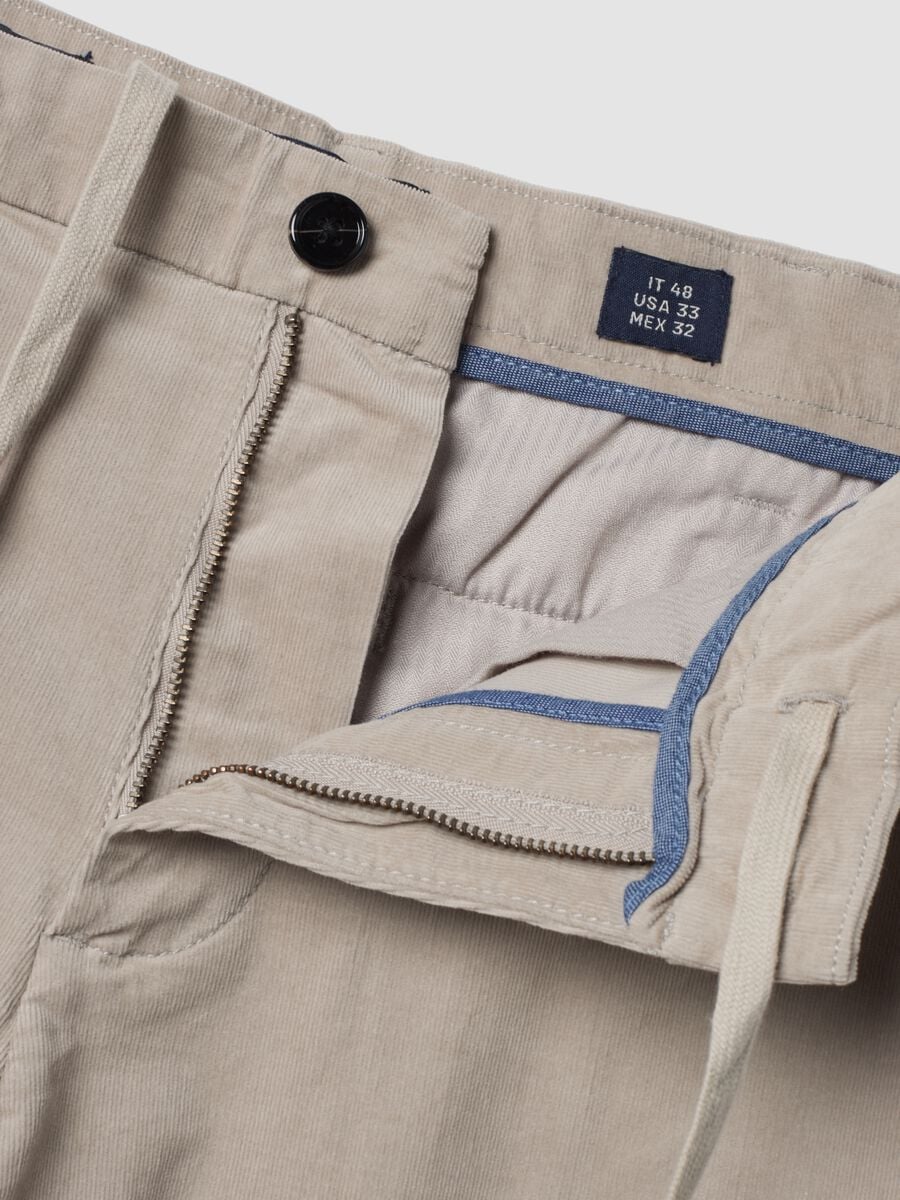 Grey ribbed regular-fit stretch-cotton chino trousers_1