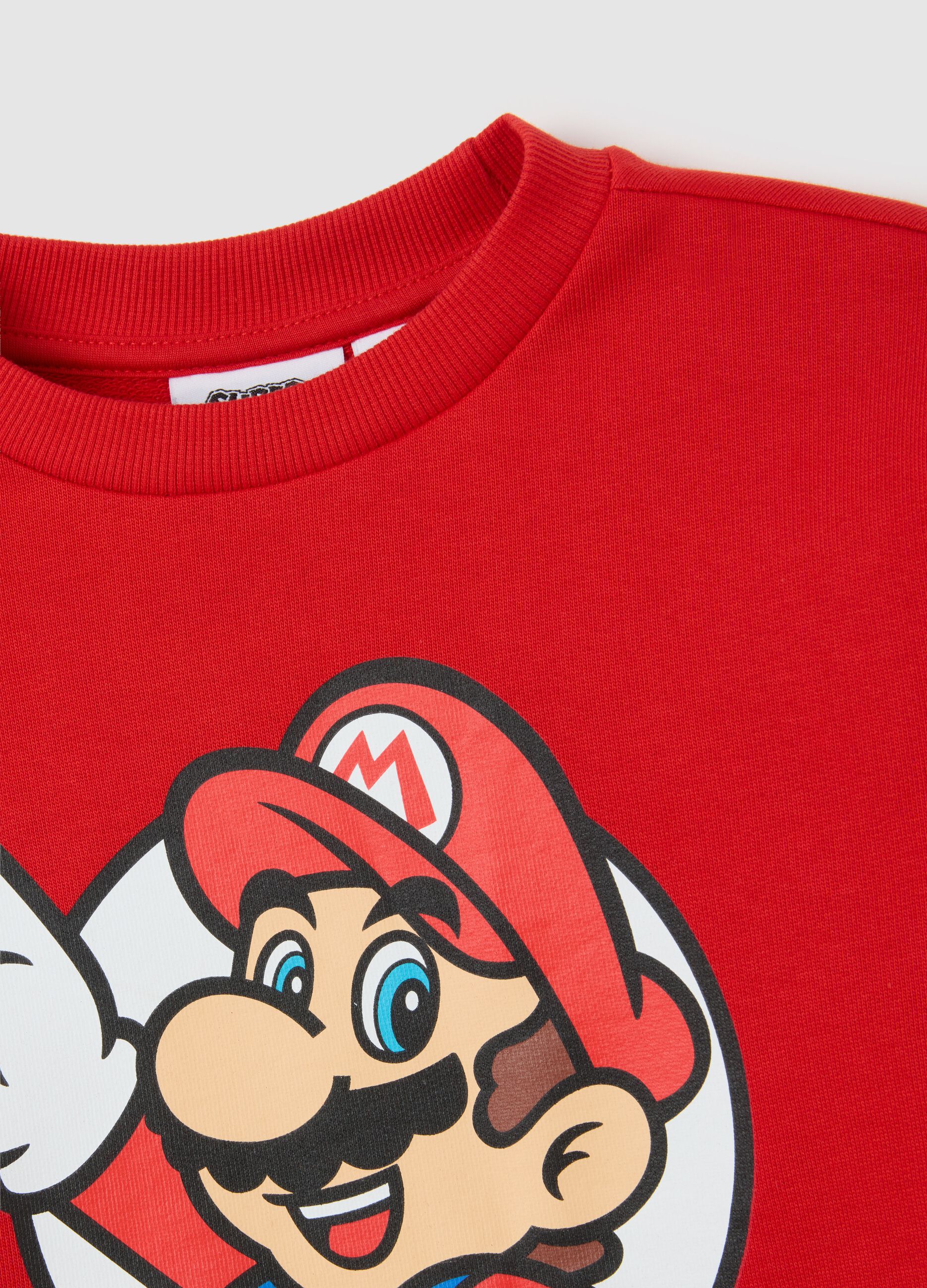 Children's pure cotton red sweatshirt with Super Mario print