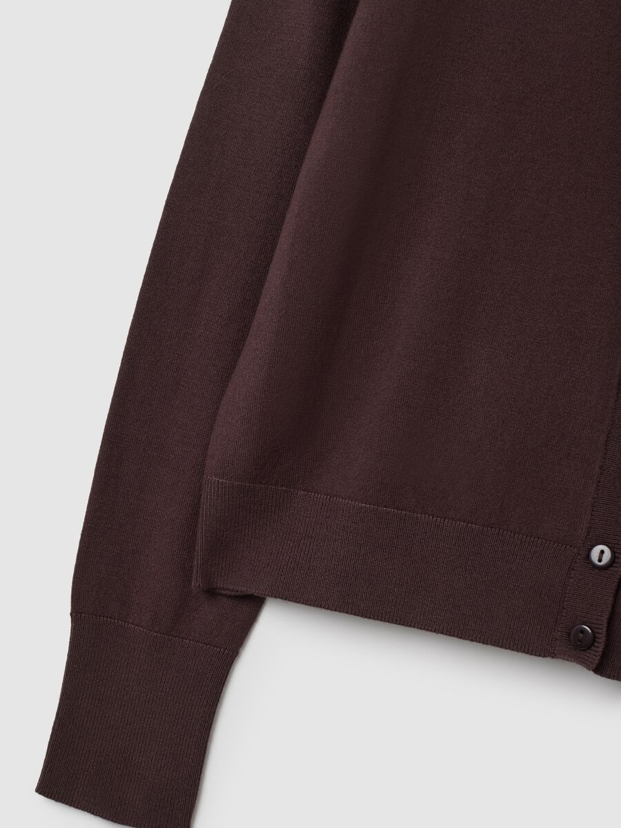 Brown viscose blend cardigan regular fit_5