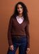 Brown pure cotton cable-knit jumper with deep V-neck_0