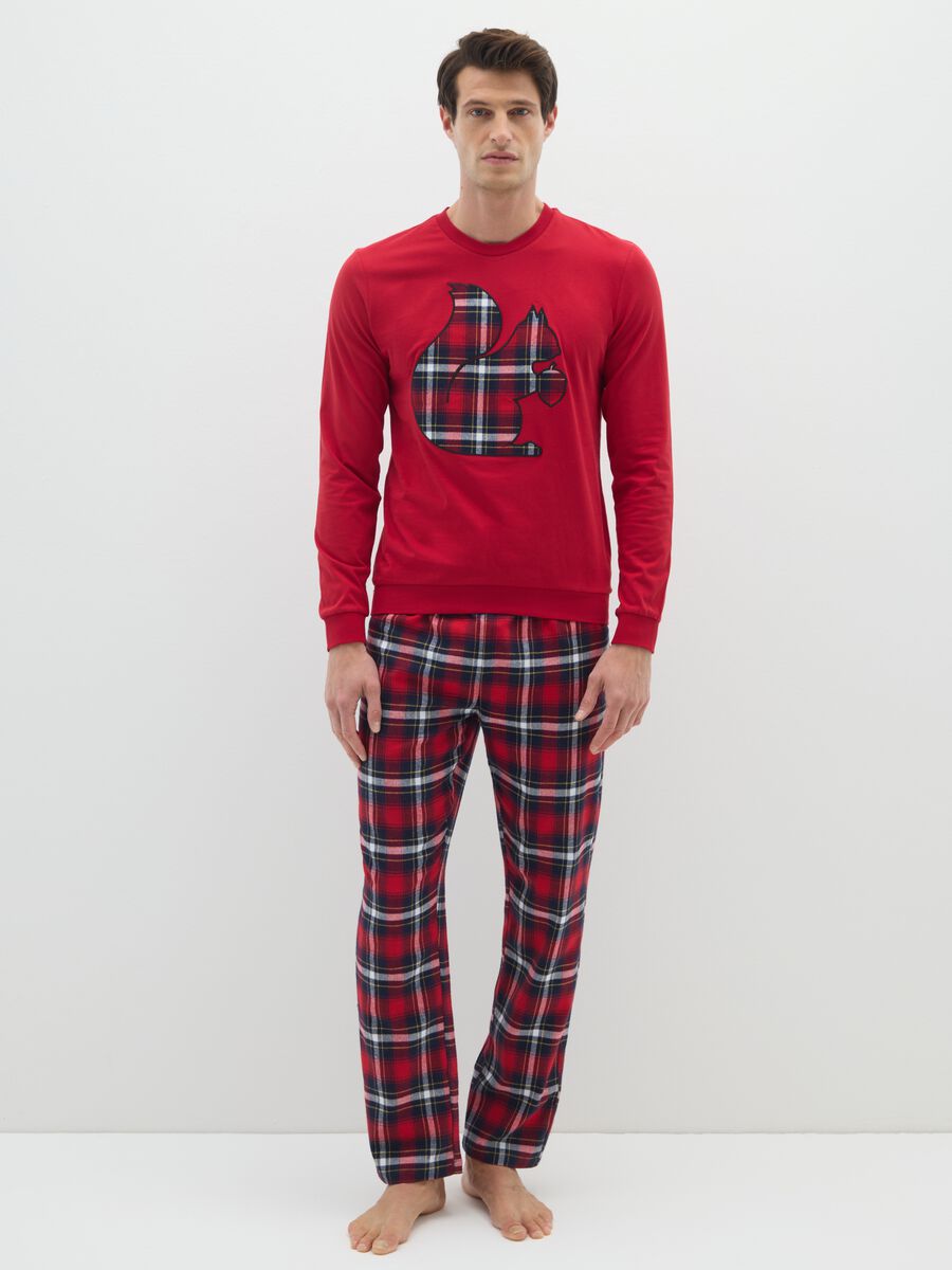 Long plaid multicoloured pure cotton pyjamas regular fit_0