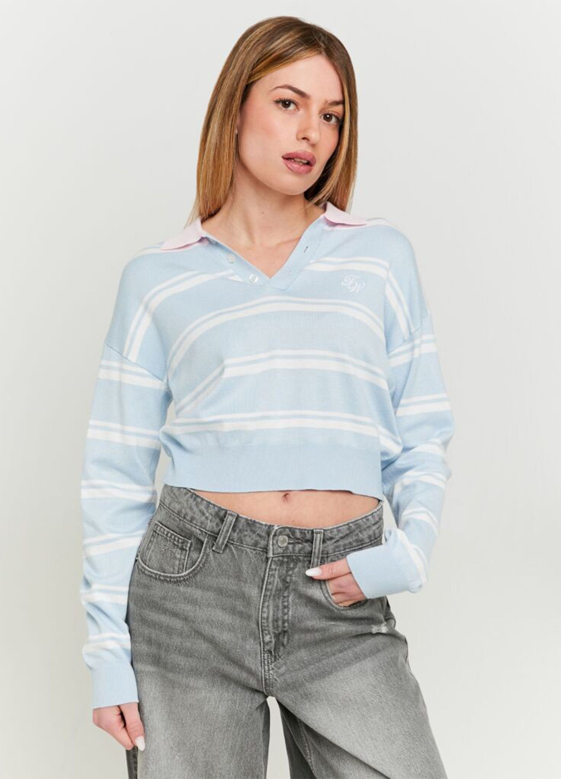 Maglione da donna in misto bianco e nero regular fit