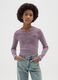 Purple Henley cotton blend fitted girl's T-shirt_0