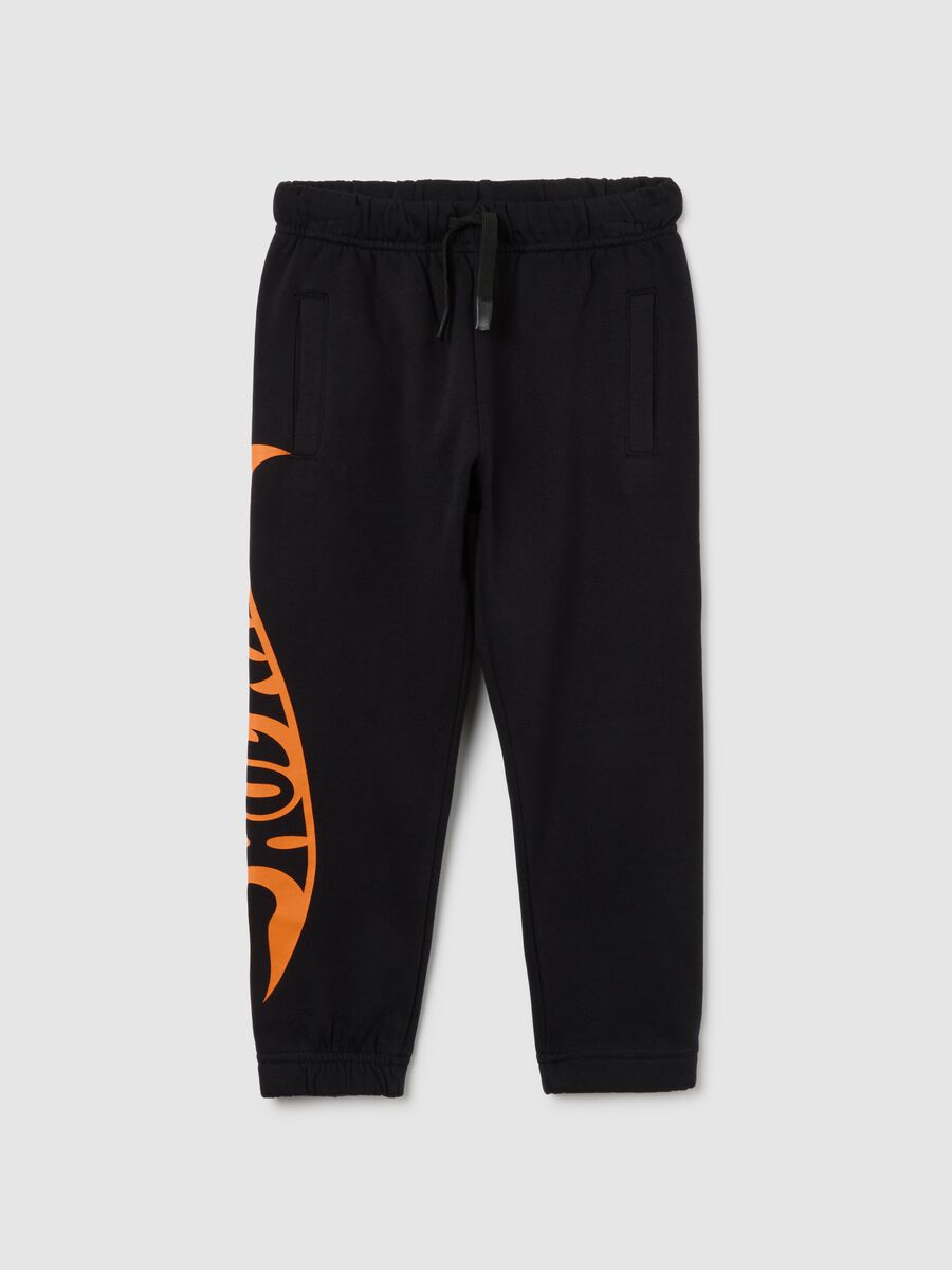 Children's black cotton jogger trousers, regular fit_0