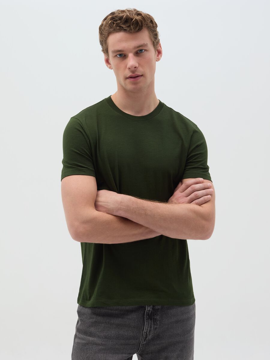 T-shirt in slub cotton with round neck_0