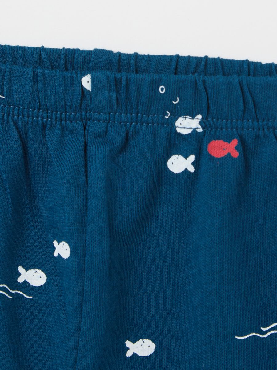 White and blue pyjamas in organic cotton with print_3