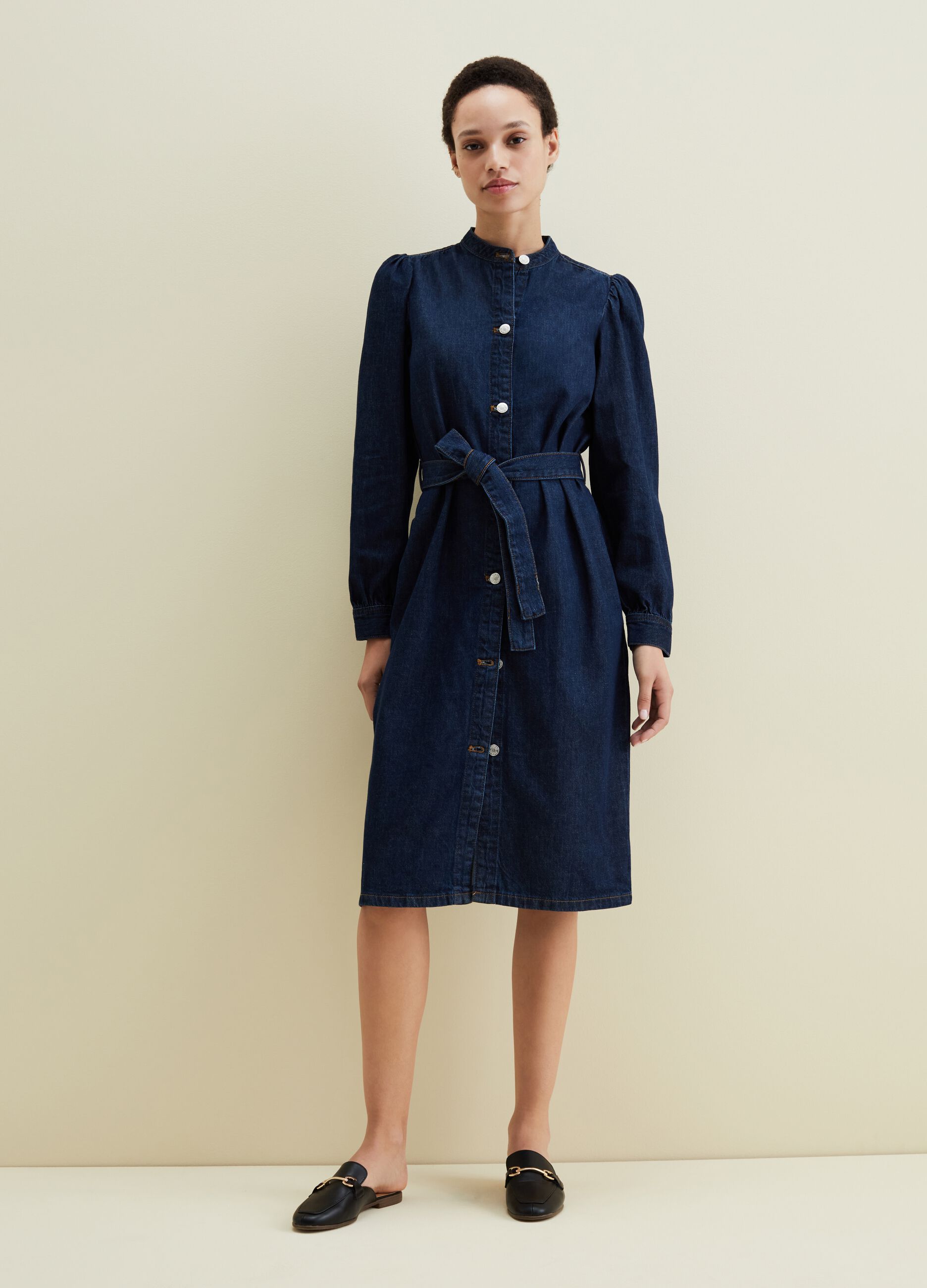 Vestito in denim con cintura_0