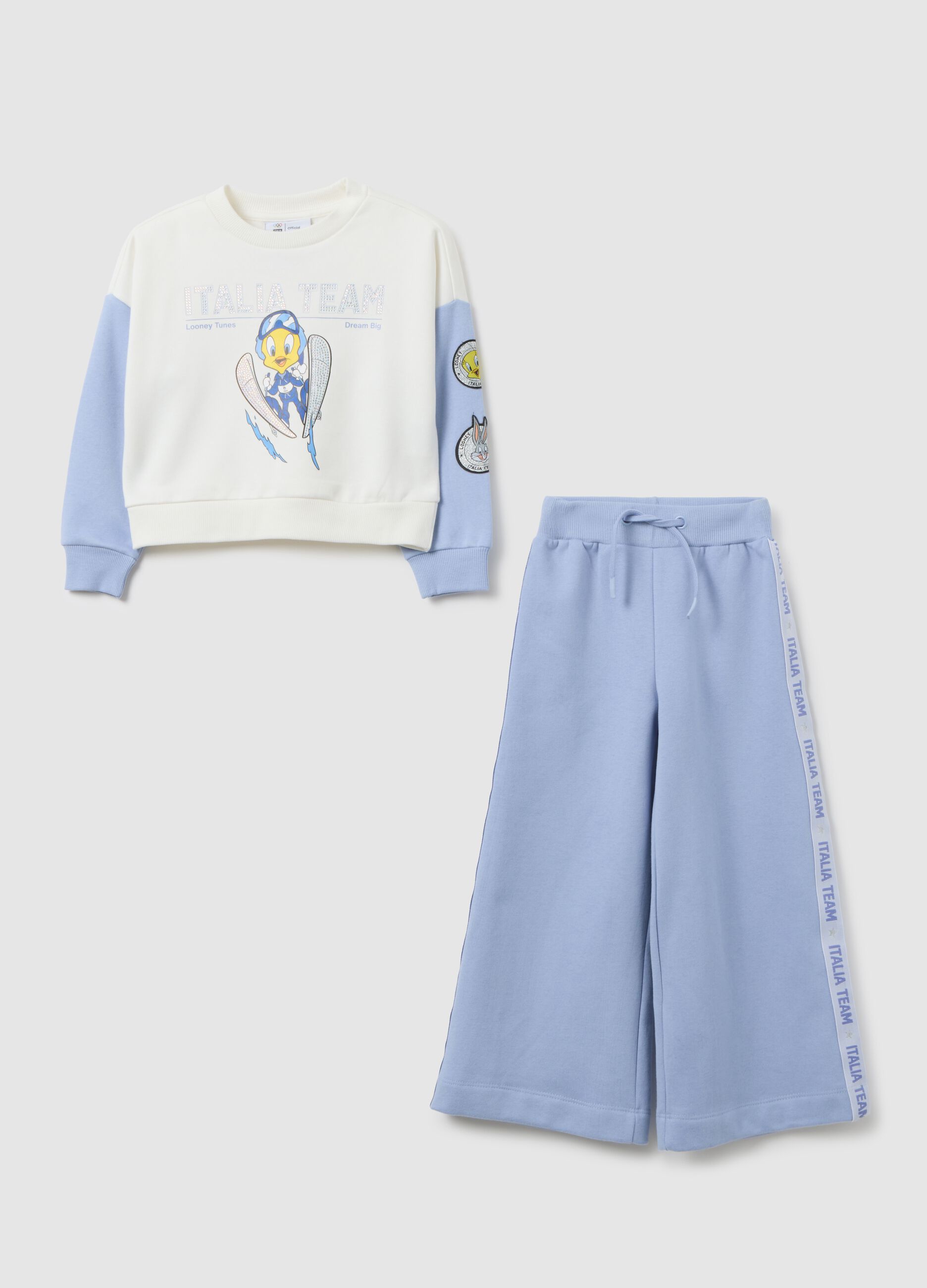 Multicolour cotton blend regular fit girl's tracksuit with print