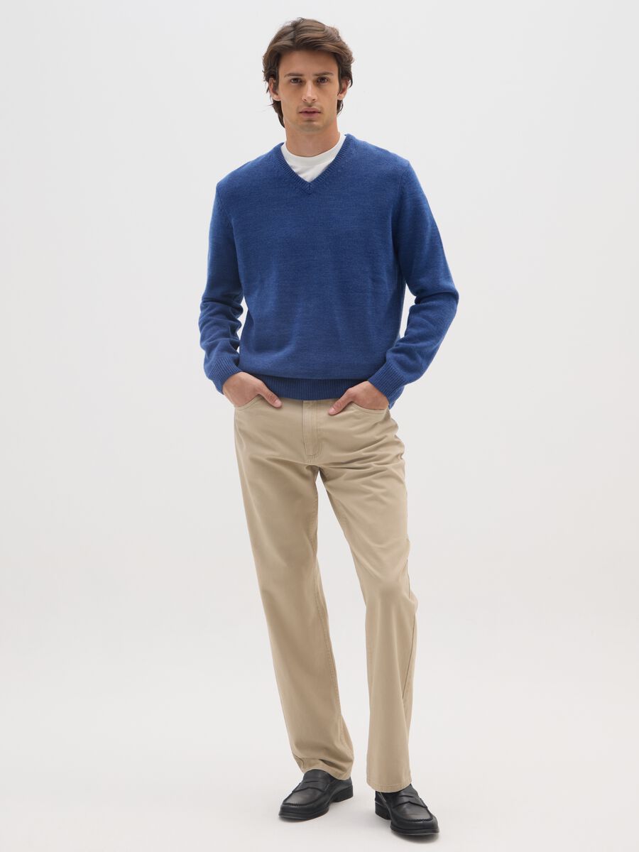 Blue V-neck sweater_1