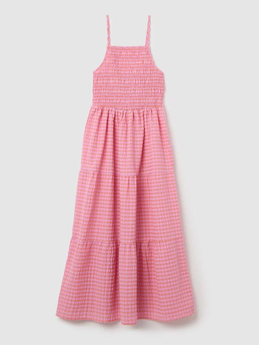 Pink Checked Smock Long Dress B.Angel_4