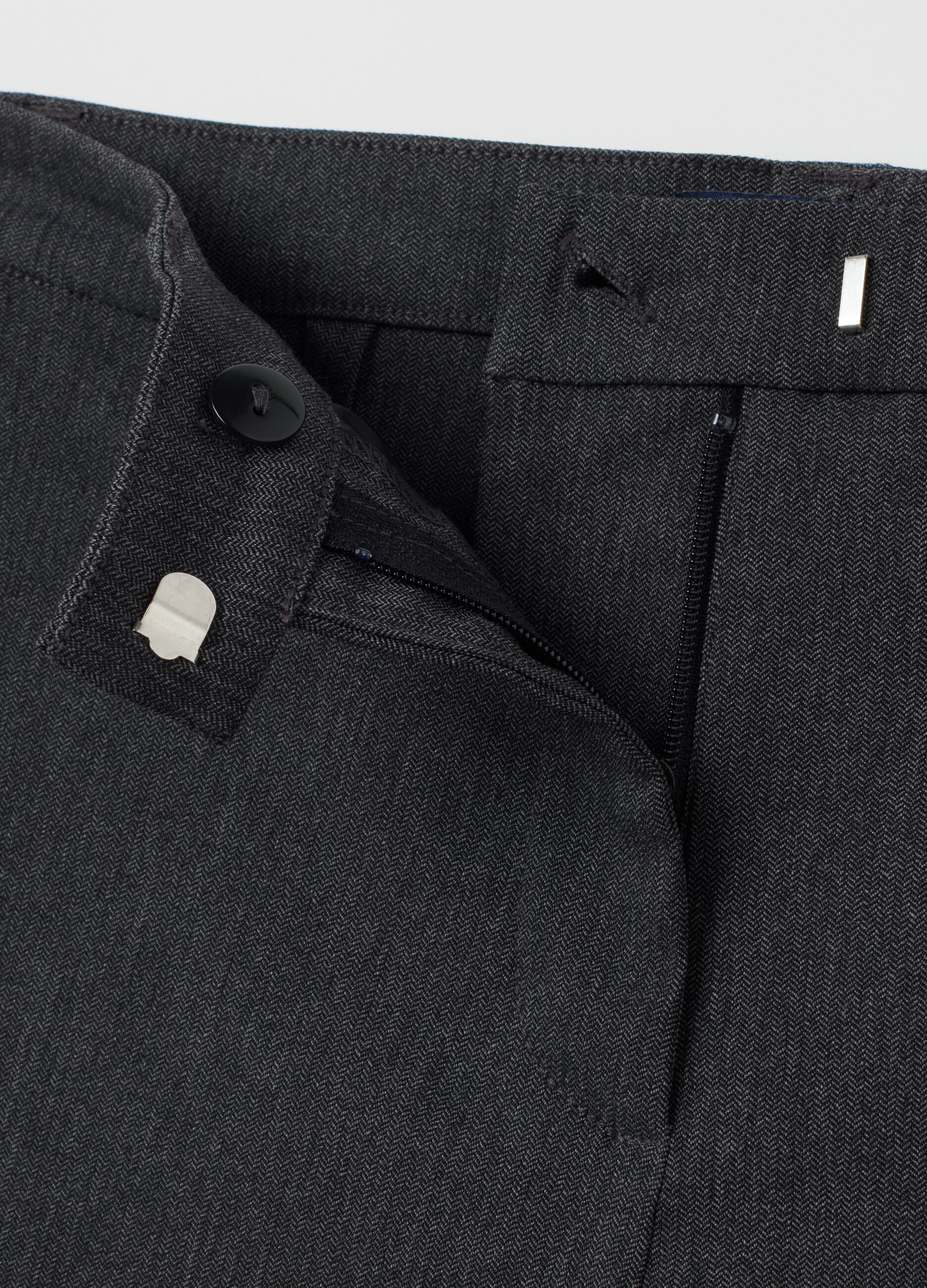 Grey viscose blend slim fit trousers