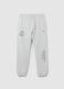White cotton blend regular fit trousers with Los Angeles Lakers logo_4