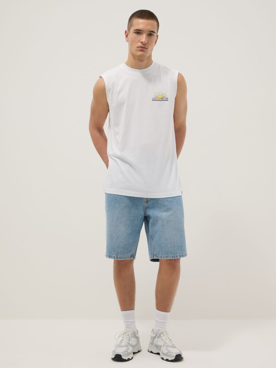 Canotta bianca in puro cotone regular fit con stampa_1
