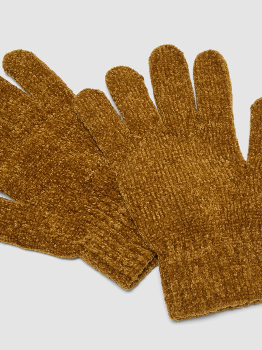2-pack black and camel stretch-fabric gloves_2