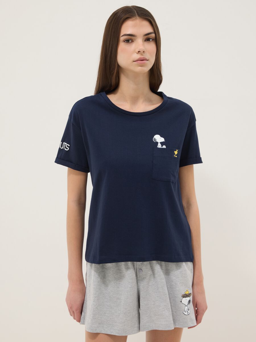 Blue and grey pure cotton short pyjamas with Peanuts print_1