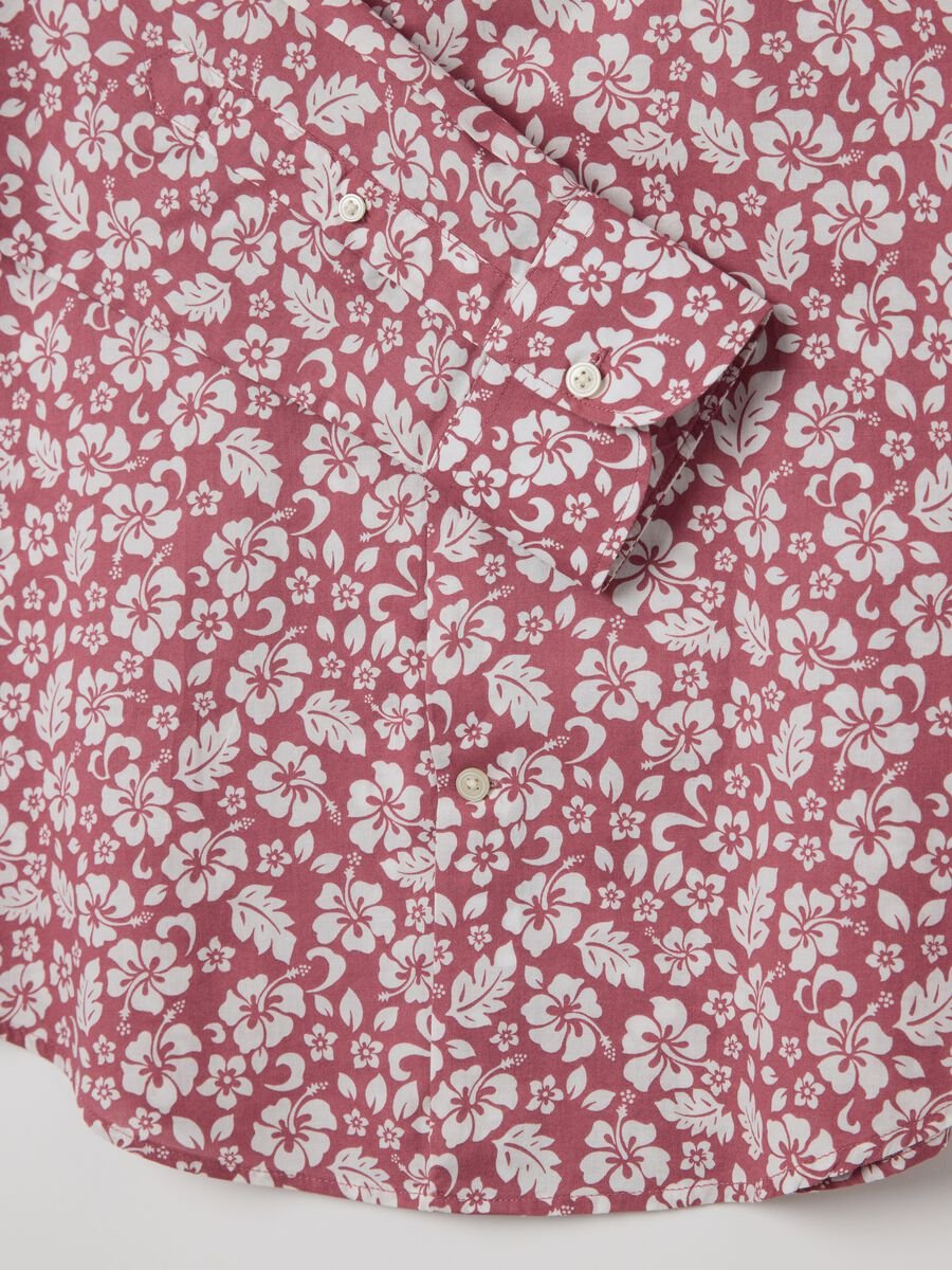 Slim-fit shirt with floral pattern in cotton_5