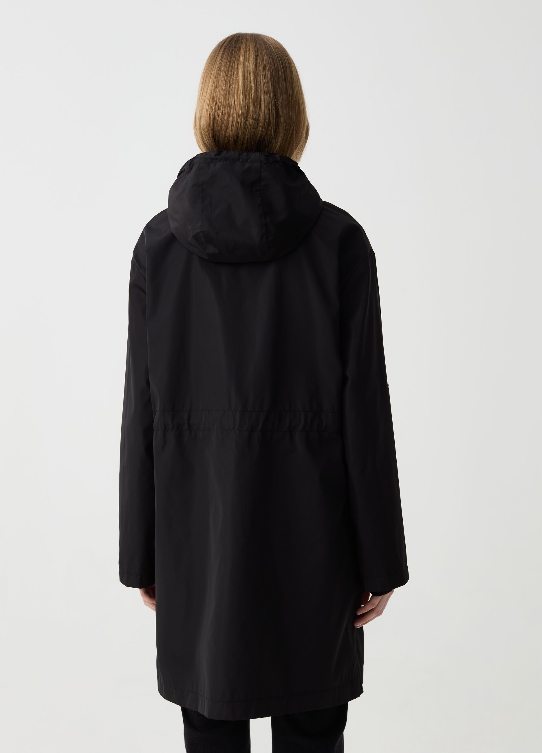 Long full-zip parka with hood