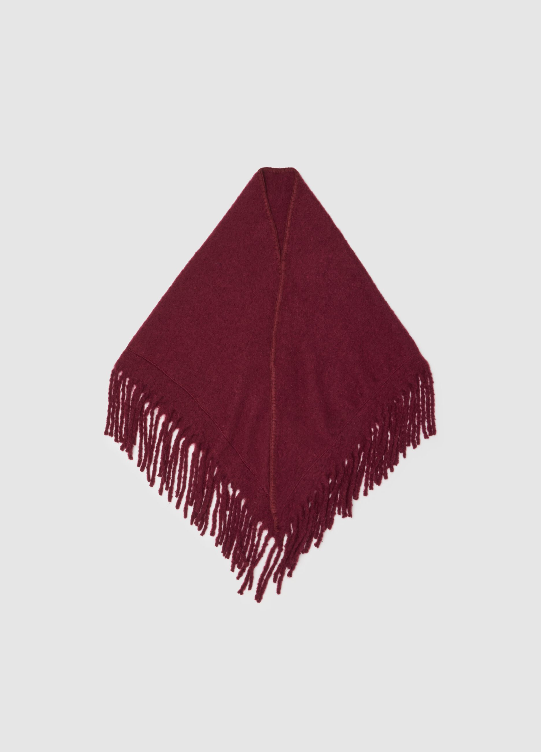 Red poncho with fringes