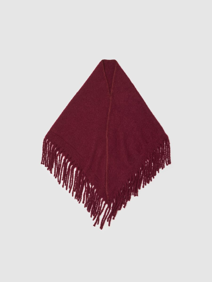 Red poncho with fringes_0