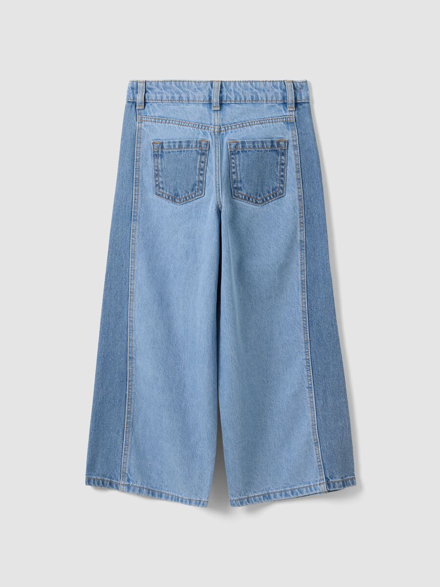 Jeans azzurri wide leg in puro cotone per bambina_1