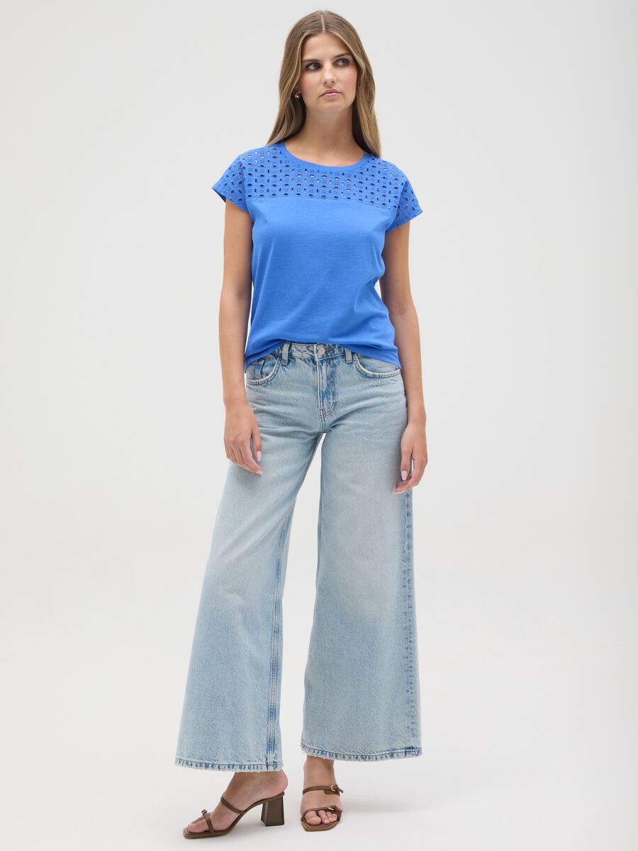 Women's regular fit pure cotton blue T-shirt_1