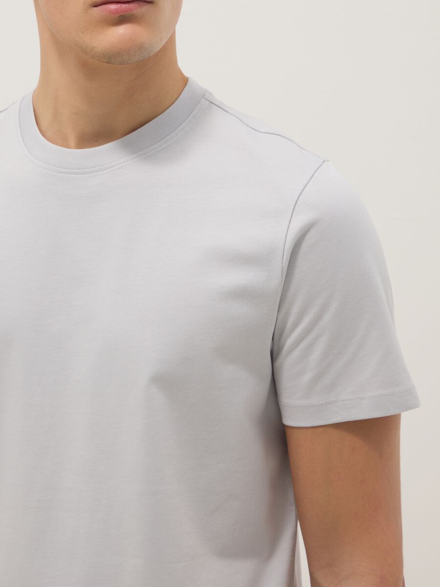 Grey short-sleeve pure cotton t-shirt regular fit_4