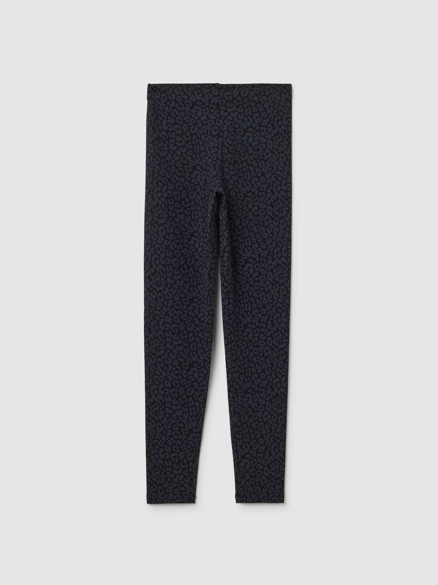Leggings da ragazza in cotone elasticizzato nero skinny_0