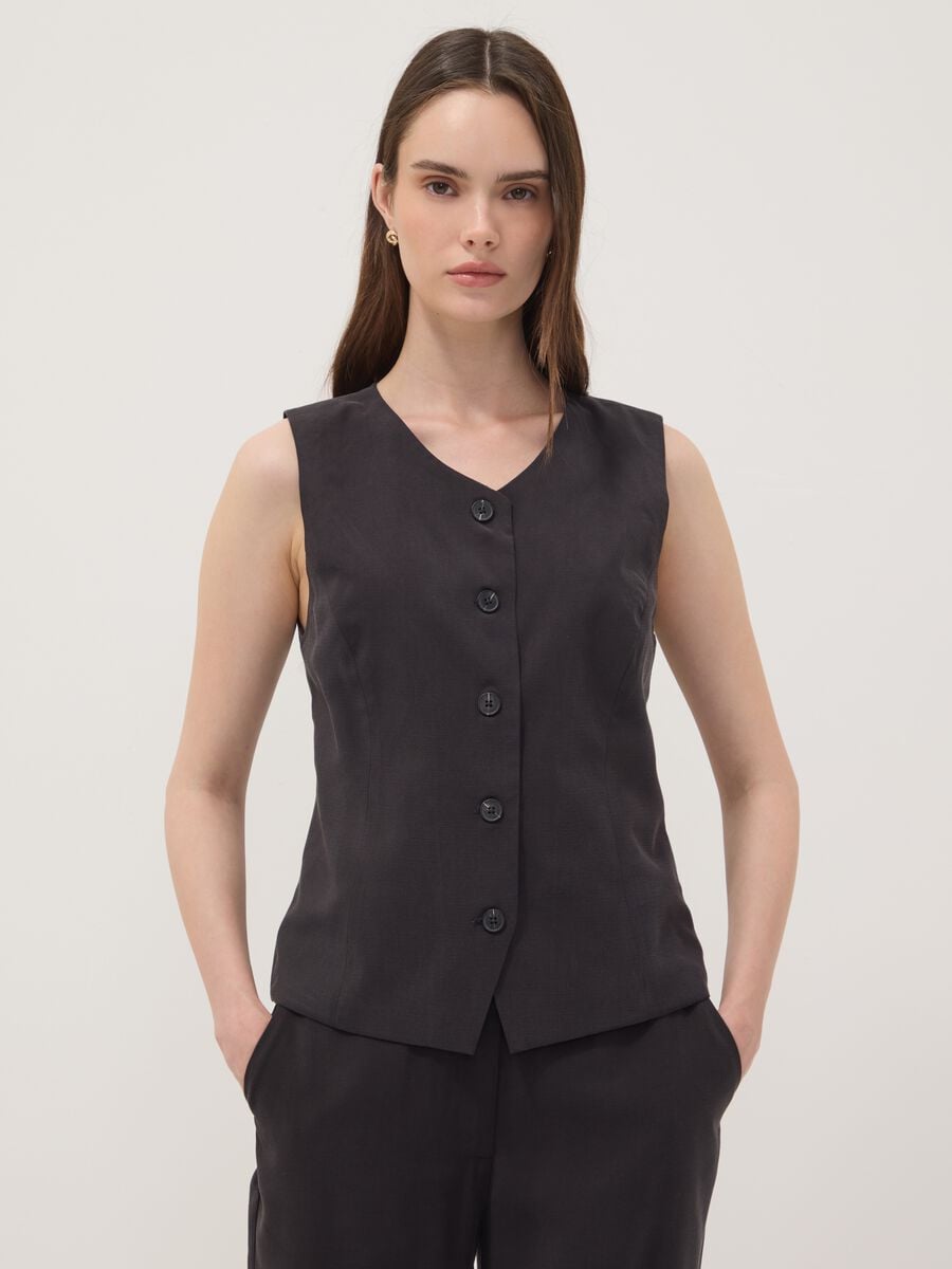 Gilet nero in misto viscosa slim fit_1