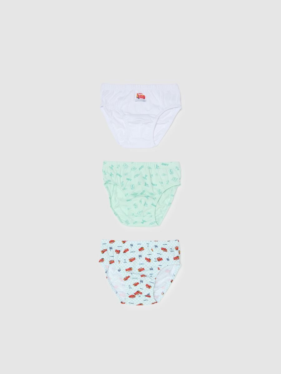 Tripack slip in puro cotone multicolor da bambino con stampe Cars_0
