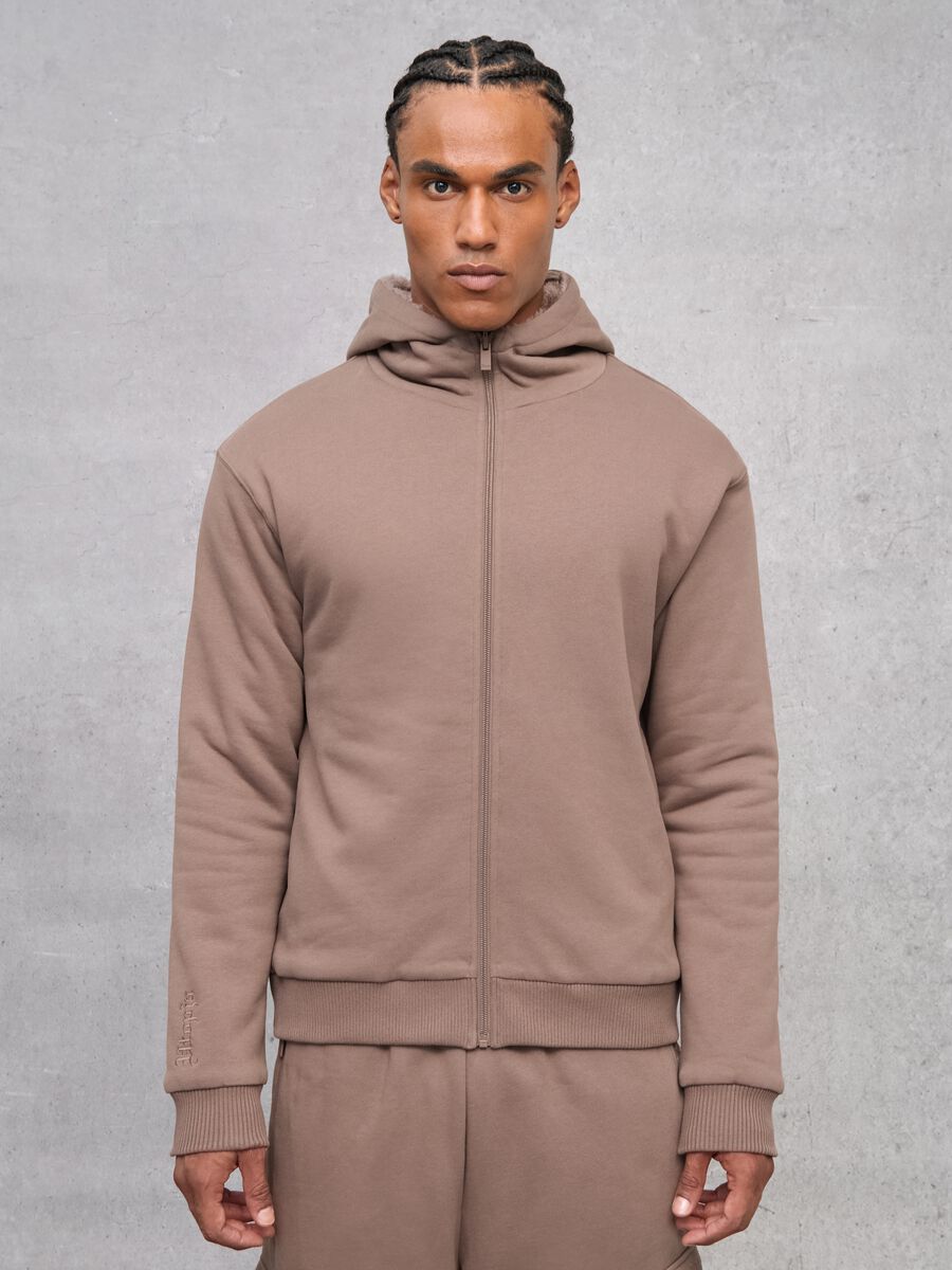 Reversible Teddy Full-Zip Hoodie Mocha_1