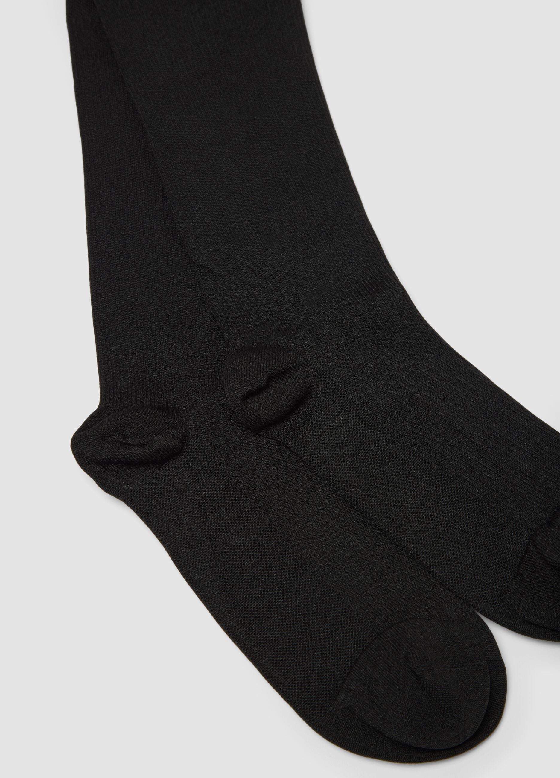Black knee-high stretch socks