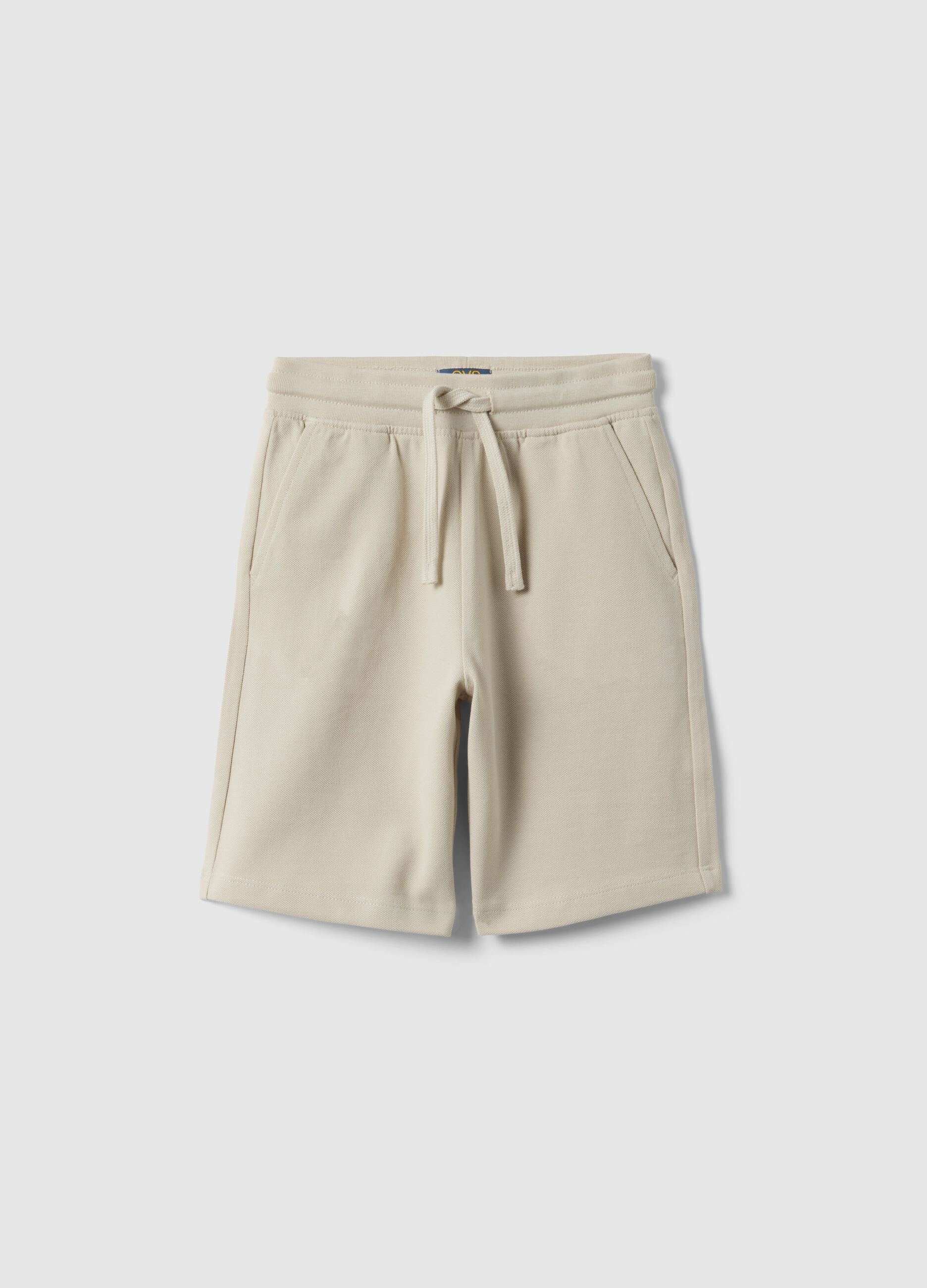 Beige pure cotton shorts for kids regular fit