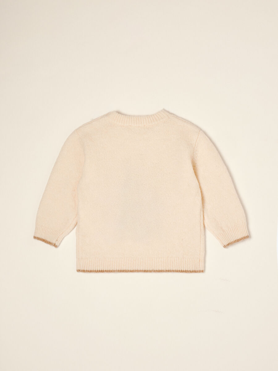 Beige stretch wool jumper with panda print_2