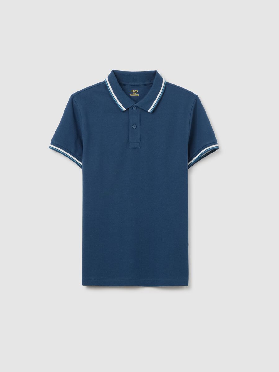 Polo da bambino in puro cotone blu regular fit_3