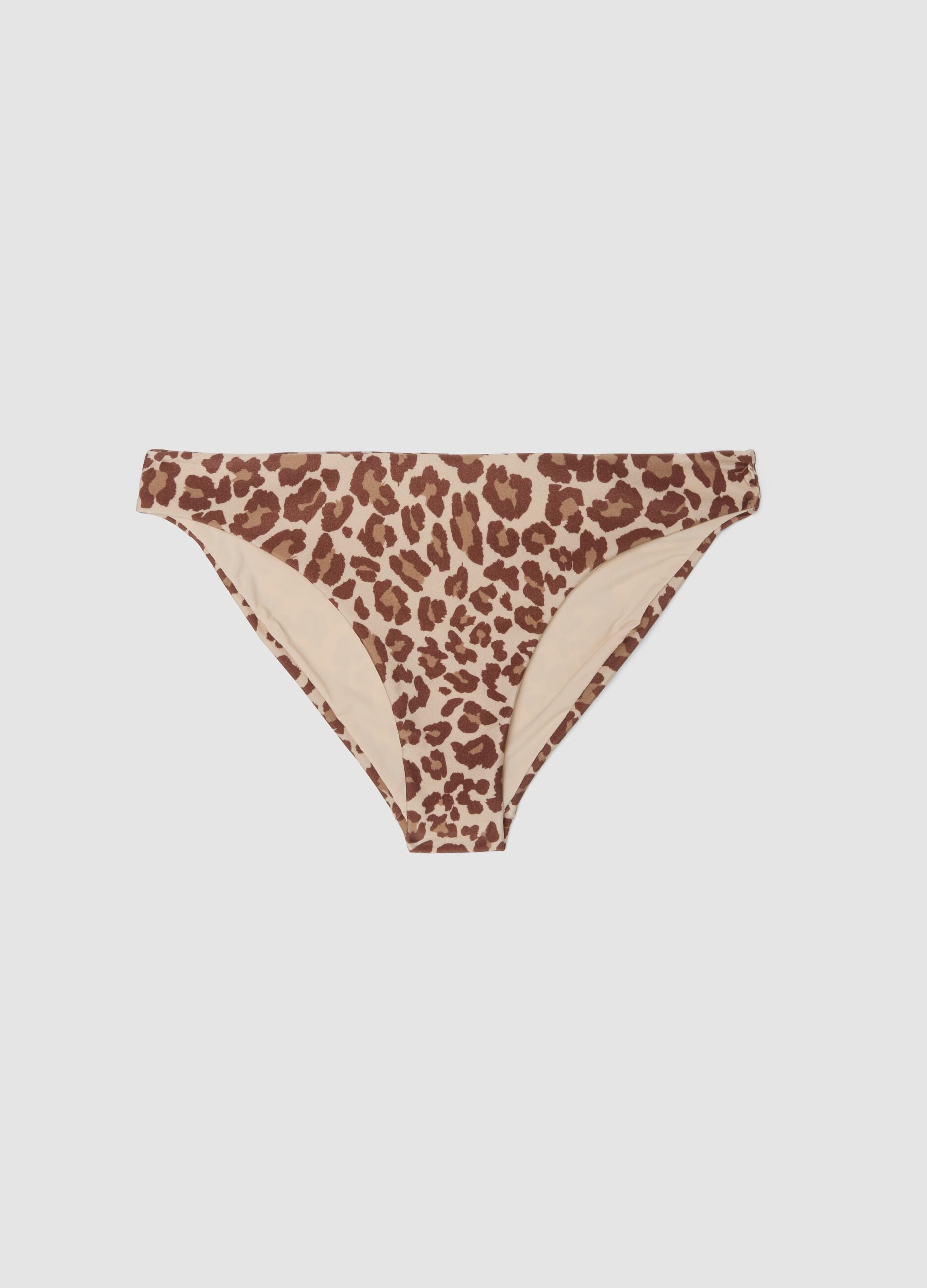 Multicolour leopard-print stretch bikini bottoms